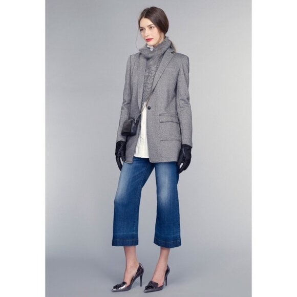 BANANA REPUBLIC Women's Heather Grey Wool-Blend Knit DB Blazer 2P - Picture 1 of 12